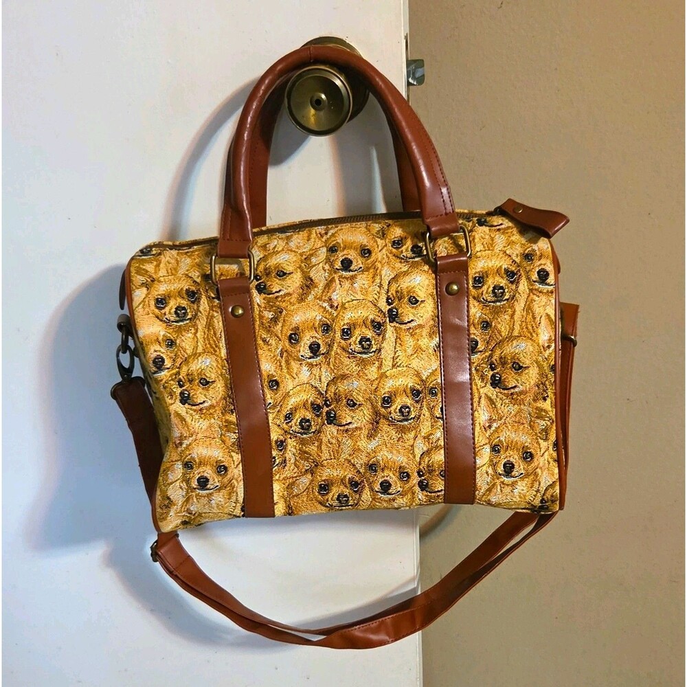Bradford Exchange Animal Pattern Briefcase Bag Zip Adjustable Strap Tan Brown